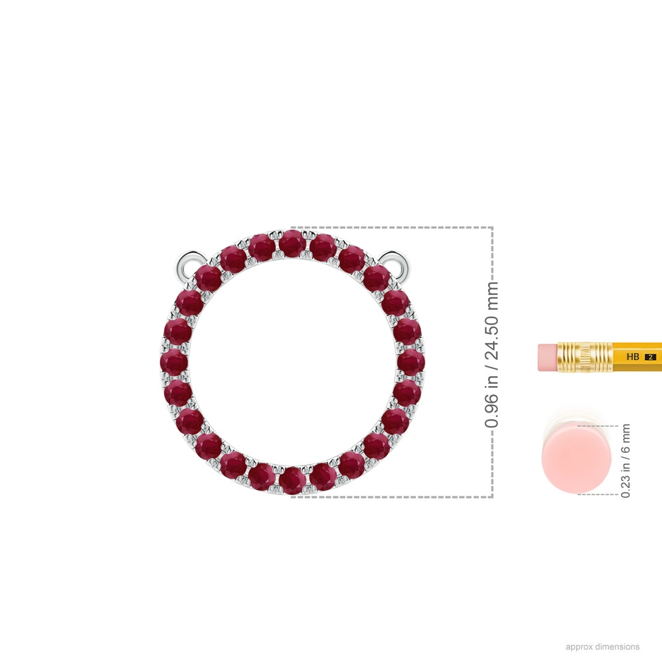 2.5mm A Ruby Open Circle Eternity Pendant in White Gold ruler