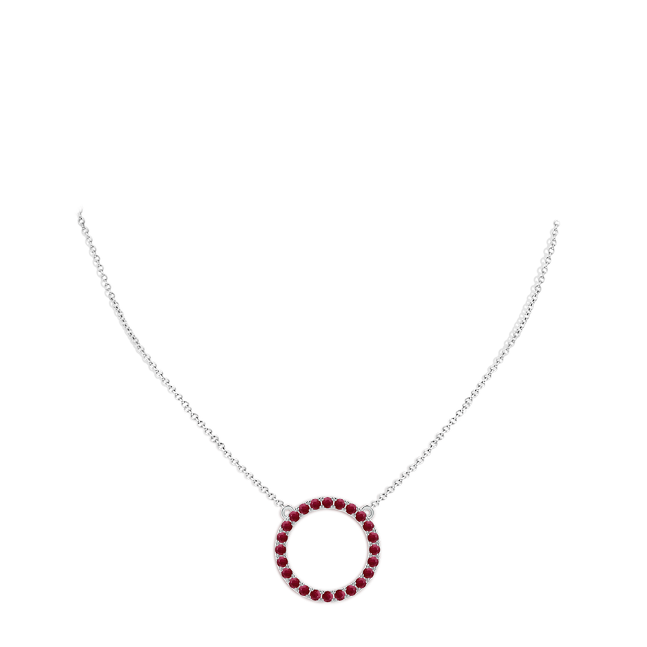 2.5mm A Ruby Open Circle Eternity Pendant in White Gold pen