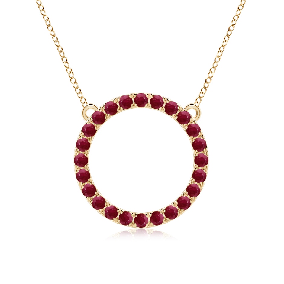 2.5mm A Ruby Open Circle Eternity Pendant in Yellow Gold 