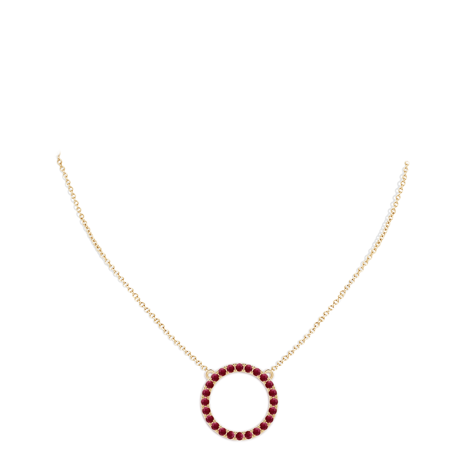 2.5mm A Ruby Open Circle Eternity Pendant in Yellow Gold pen