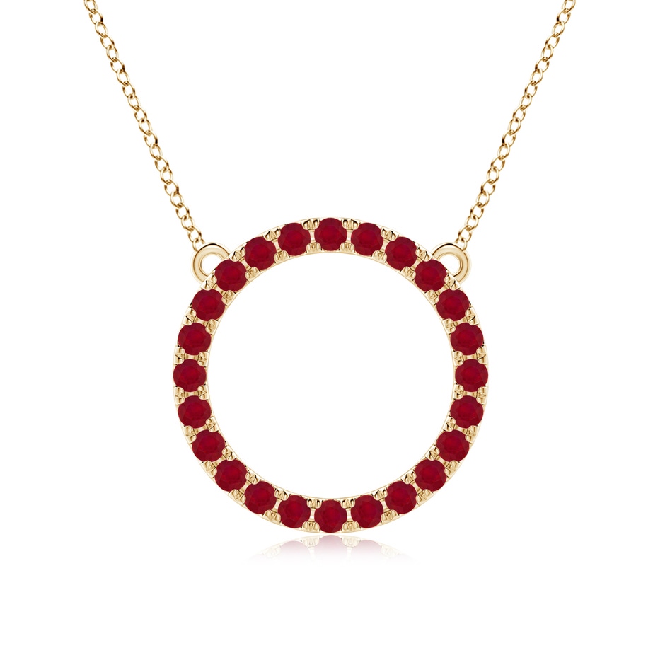 2.5mm AA Ruby Open Circle Eternity Pendant in Yellow Gold 