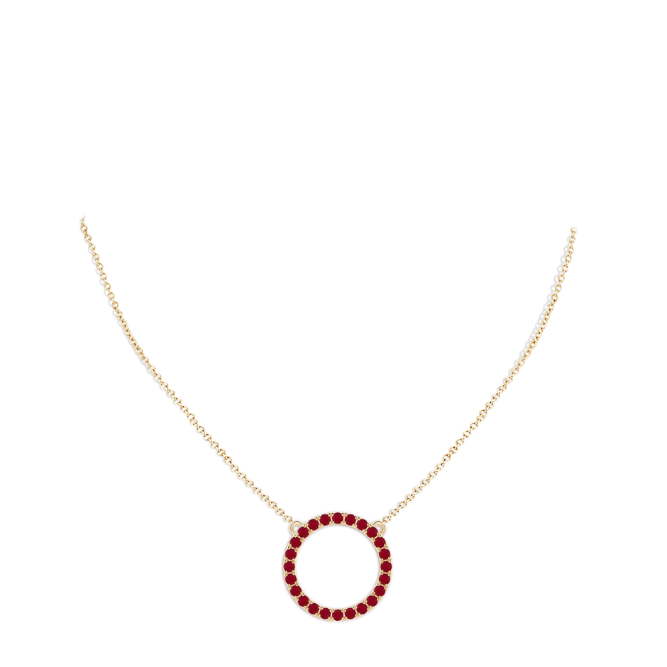 2.5mm AA Ruby Open Circle Eternity Pendant in Yellow Gold pen