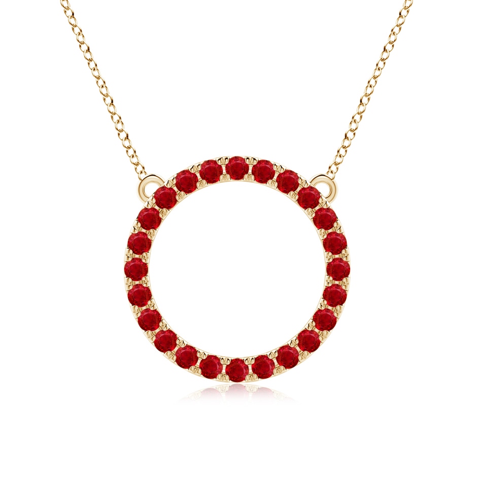 2.5mm AAA Ruby Open Circle Eternity Pendant in Yellow Gold 