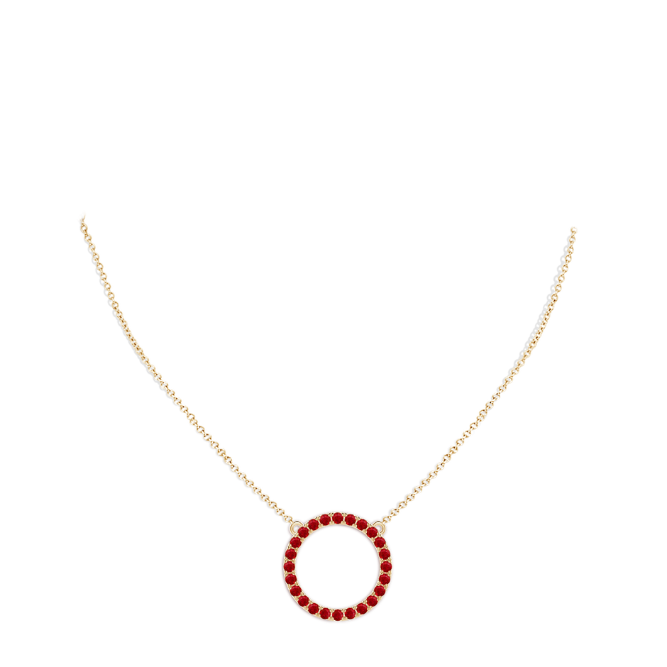 2.5mm AAA Ruby Open Circle Eternity Pendant in Yellow Gold pen