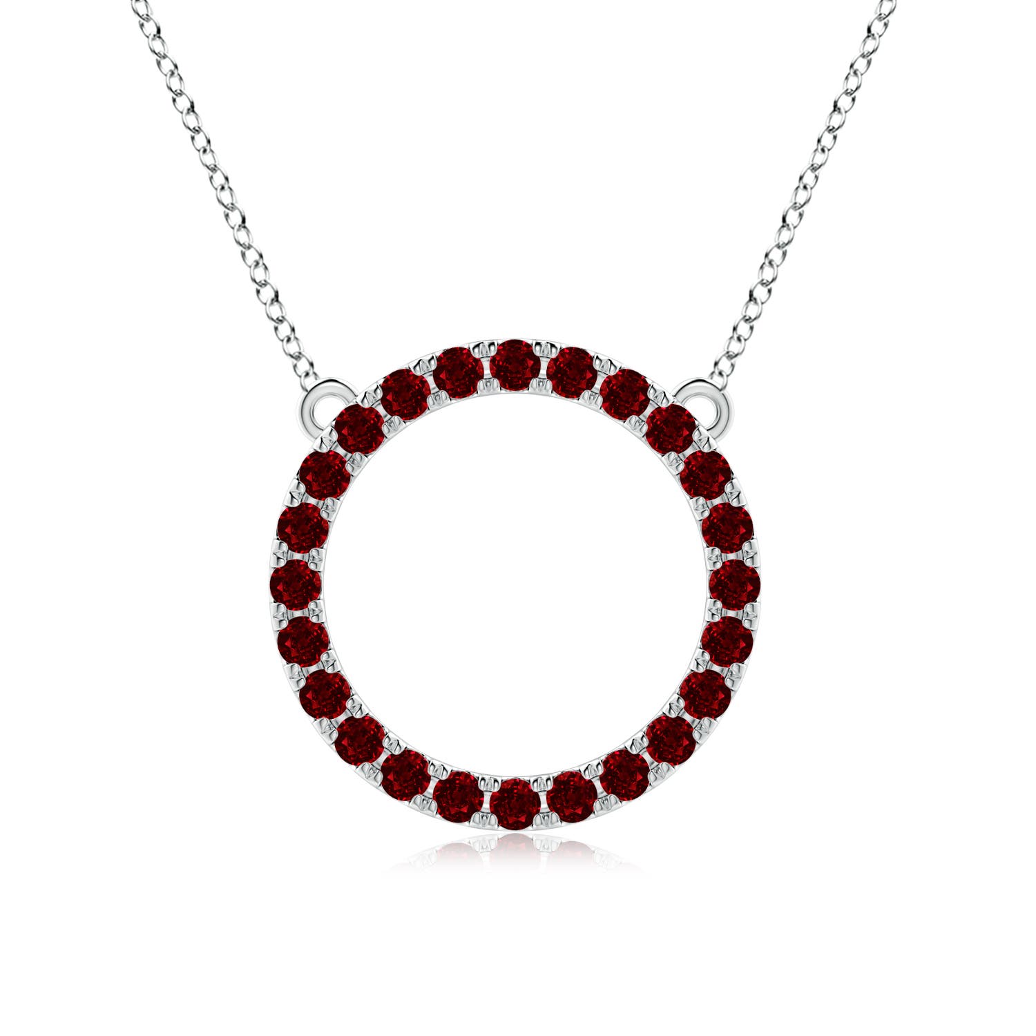 2.5mm AAAA Ruby Open Circle Eternity Pendant in P950 Platinum