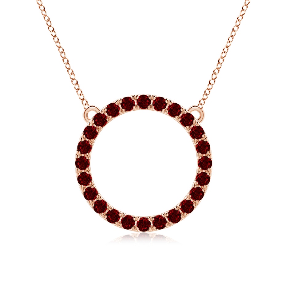 2.5mm AAAA Ruby Open Circle Eternity Pendant in Rose Gold 