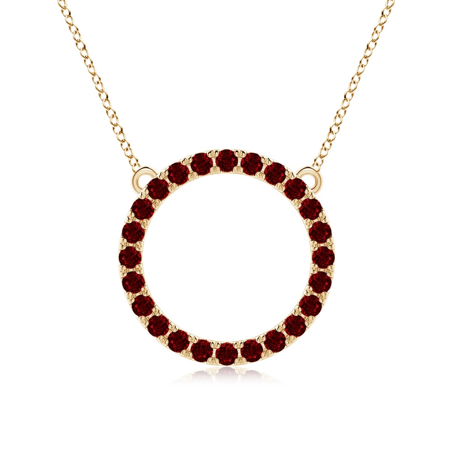 2.5mm AAAA Ruby Open Circle Eternity Pendant in Yellow Gold 