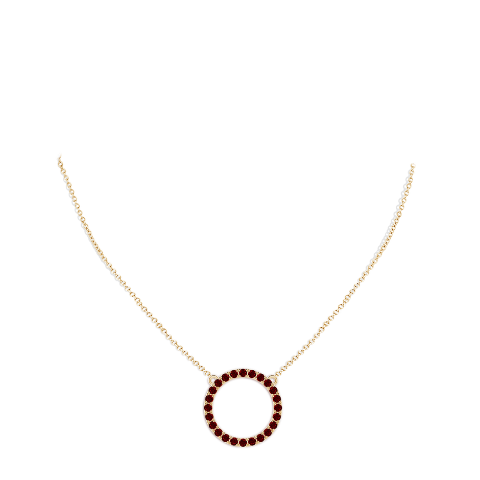 2.5mm AAAA Ruby Open Circle Eternity Pendant in Yellow Gold pen