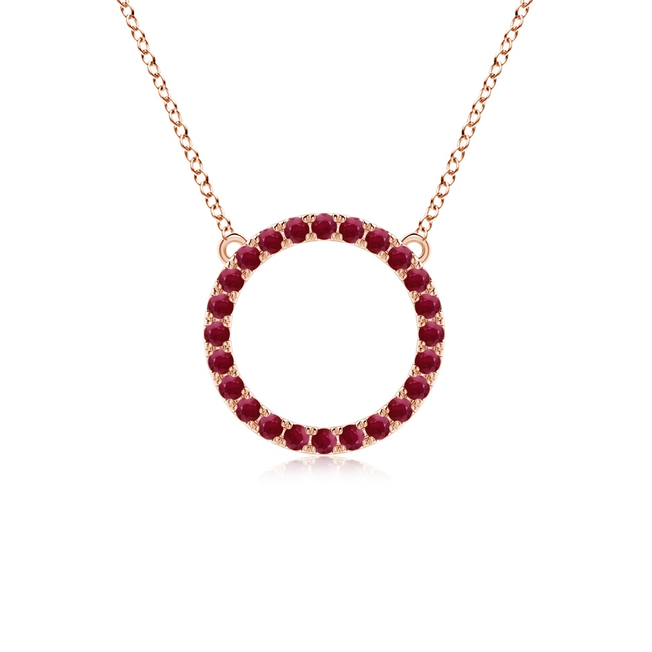 2mm A Ruby Open Circle Eternity Pendant in Rose Gold 