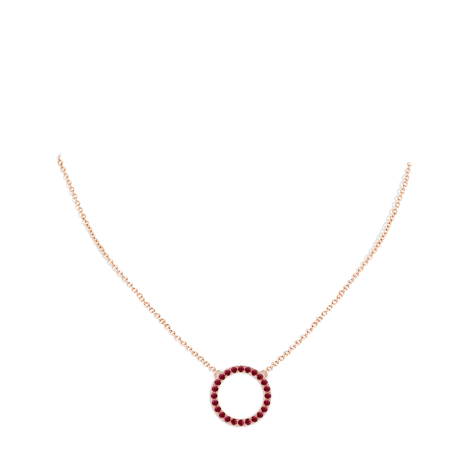 2mm A Ruby Open Circle Eternity Pendant in Rose Gold pen