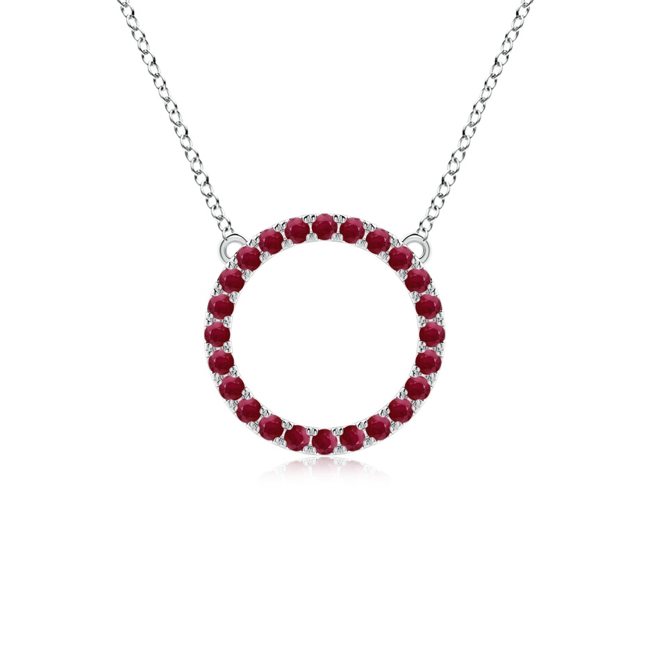 2mm A Ruby Open Circle Eternity Pendant in White Gold 