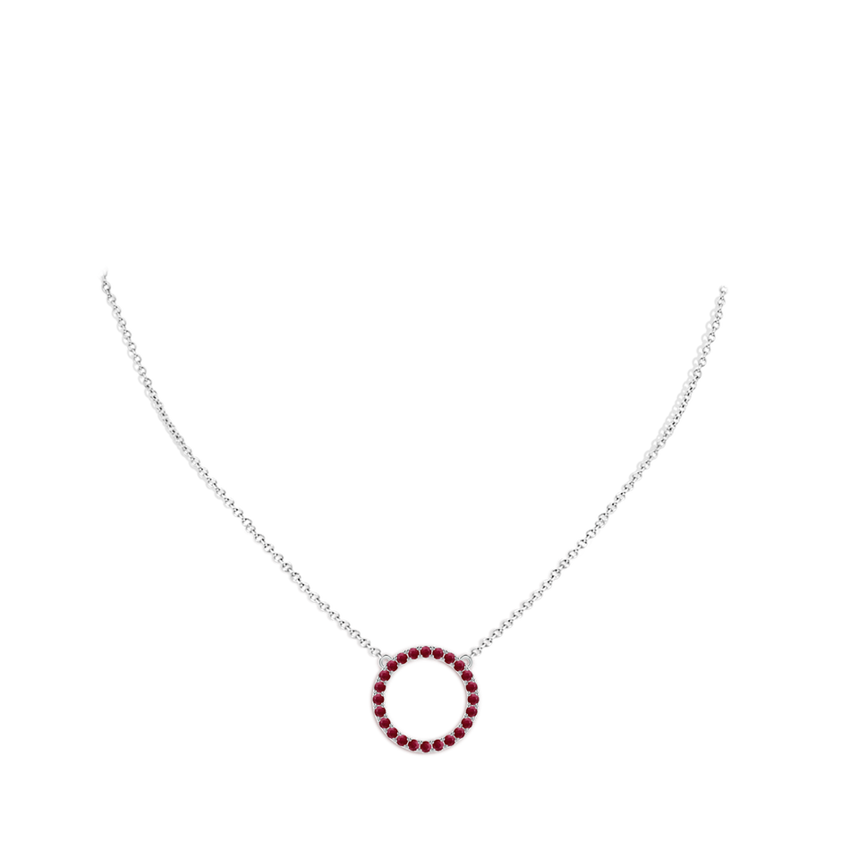 2mm A Ruby Open Circle Eternity Pendant in White Gold pen