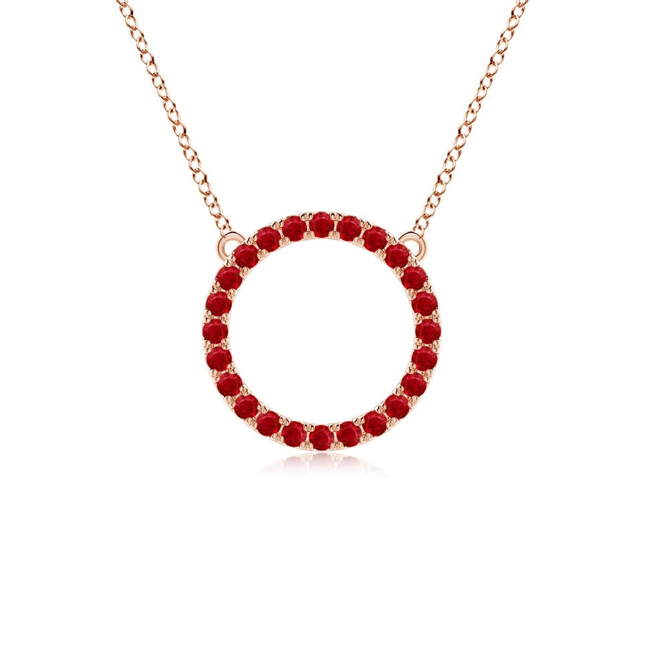 2mm AAA Ruby Open Circle Eternity Pendant in Rose Gold 
