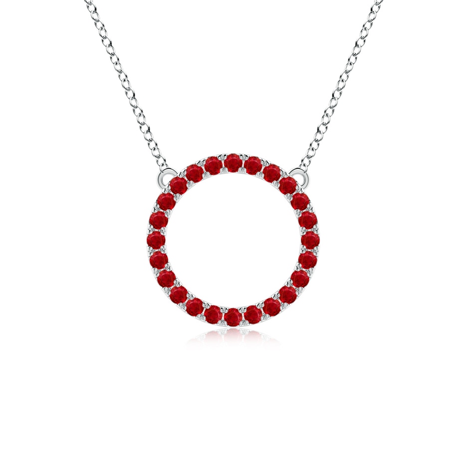 2mm AAA Ruby Open Circle Eternity Pendant in White Gold 