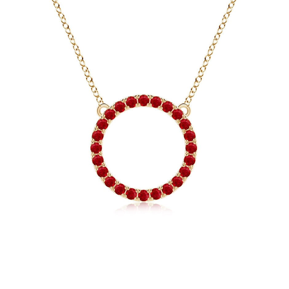 2mm AAA Ruby Open Circle Eternity Pendant in Yellow Gold 