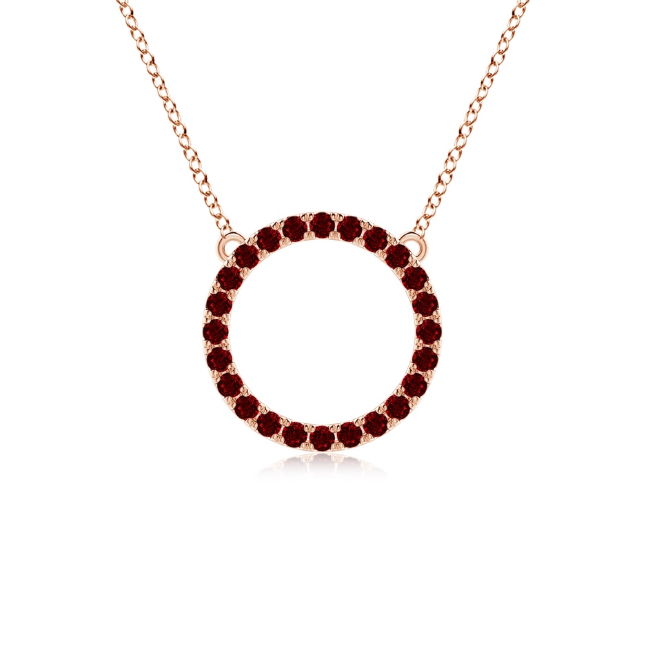 2mm AAAA Ruby Open Circle Eternity Pendant in Rose Gold 