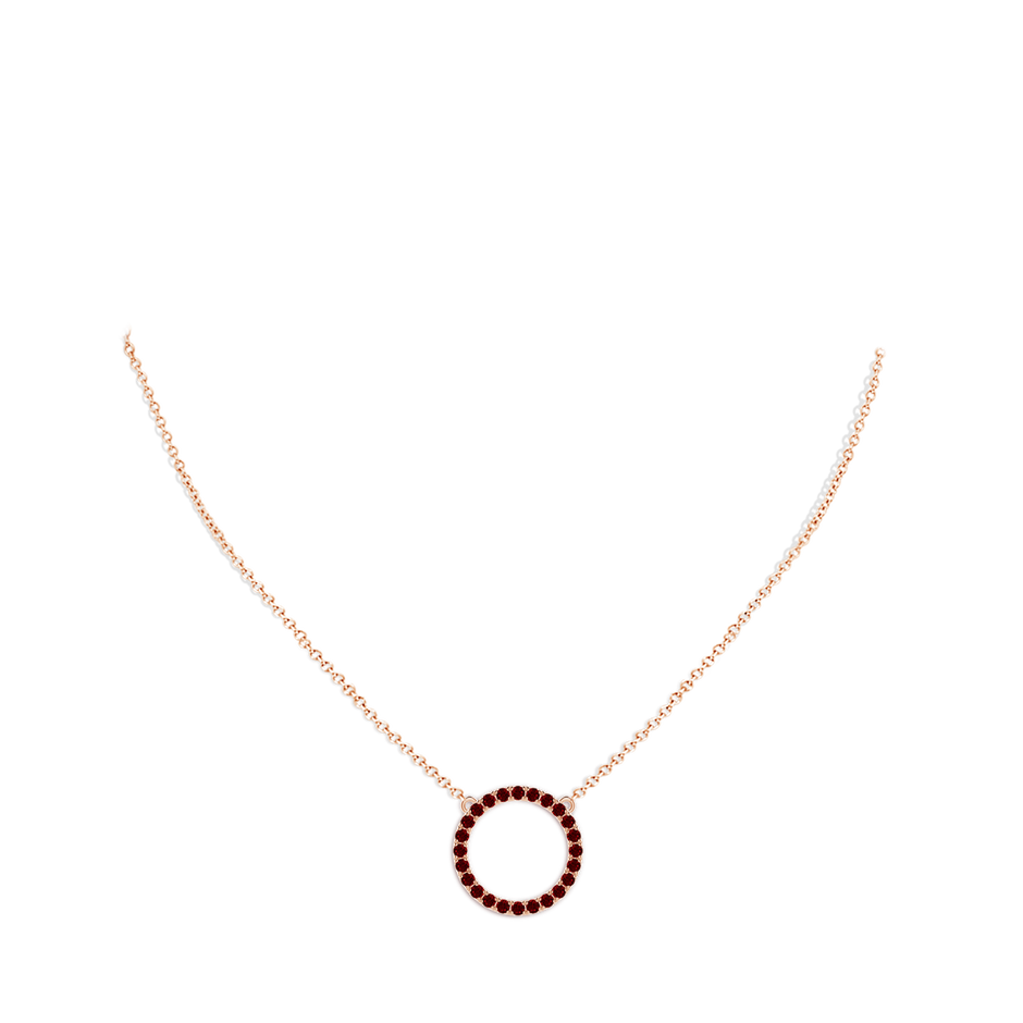 2mm AAAA Ruby Open Circle Eternity Pendant in Rose Gold pen