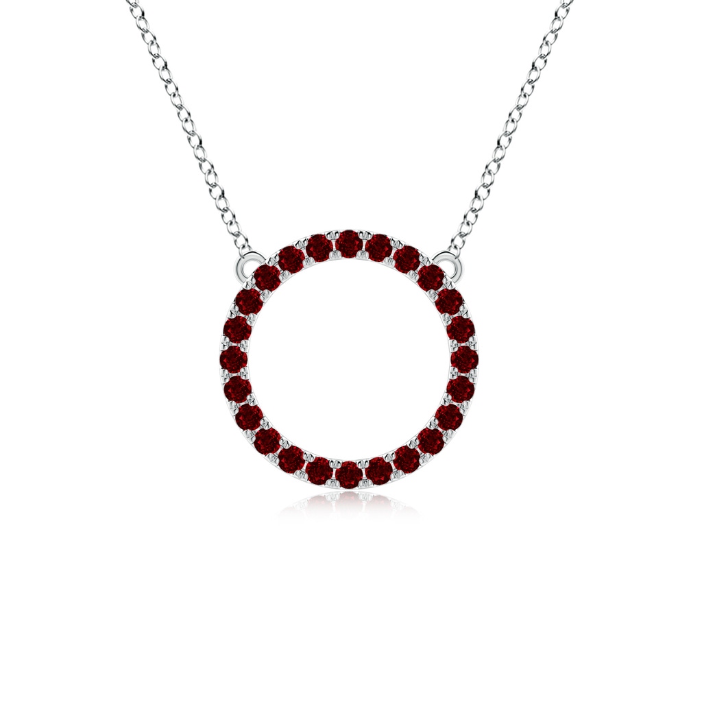 2mm AAAA Ruby Open Circle Eternity Pendant in White Gold