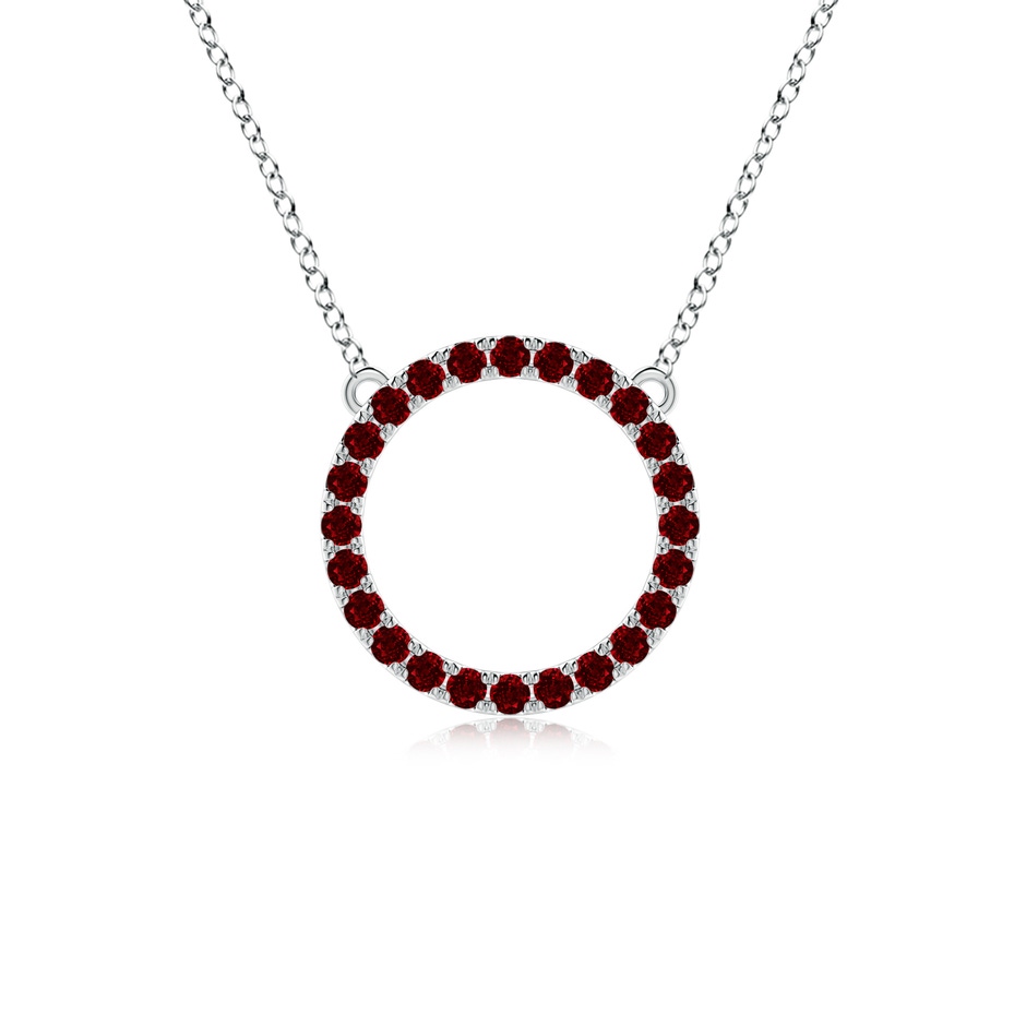 2mm AAAA Ruby Open Circle Eternity Pendant in White Gold 