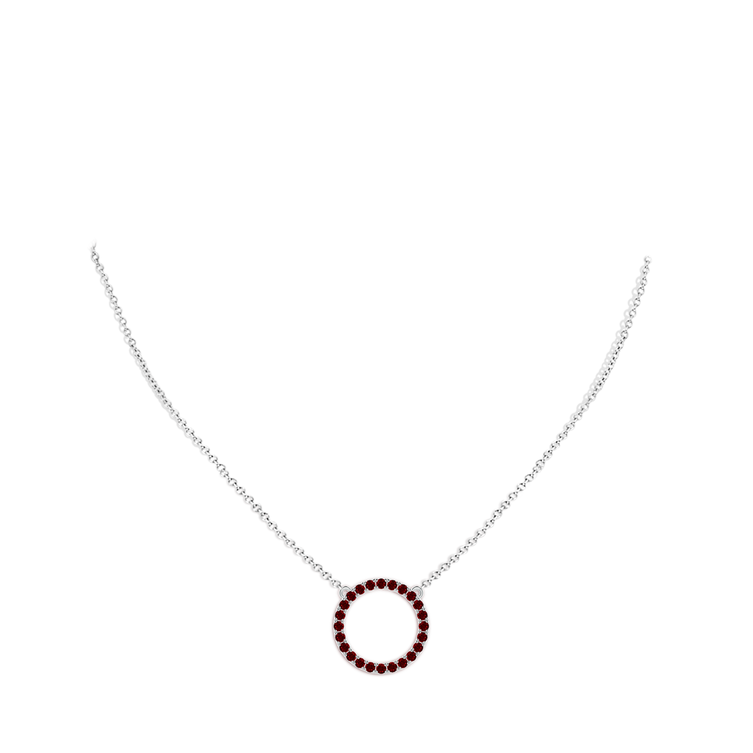 2mm AAAA Ruby Open Circle Eternity Pendant in White Gold - body_neck