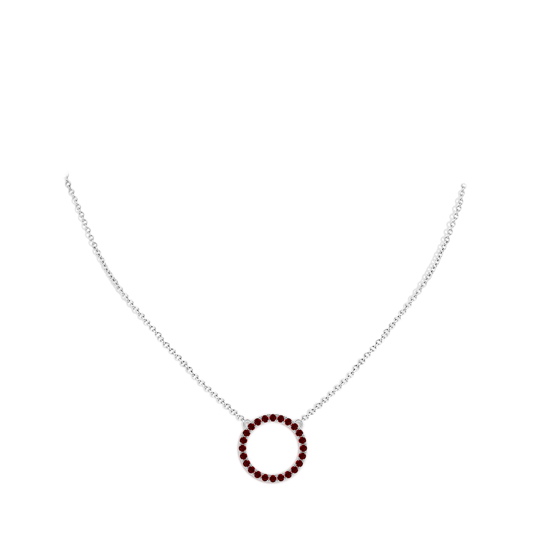 2mm AAAA Ruby Open Circle Eternity Pendant in White Gold - body_neck