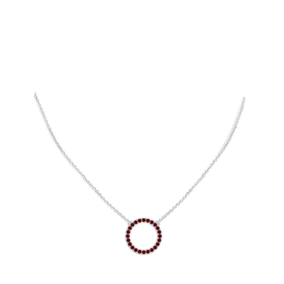 2mm AAAA Ruby Open Circle Eternity Pendant in White Gold pen