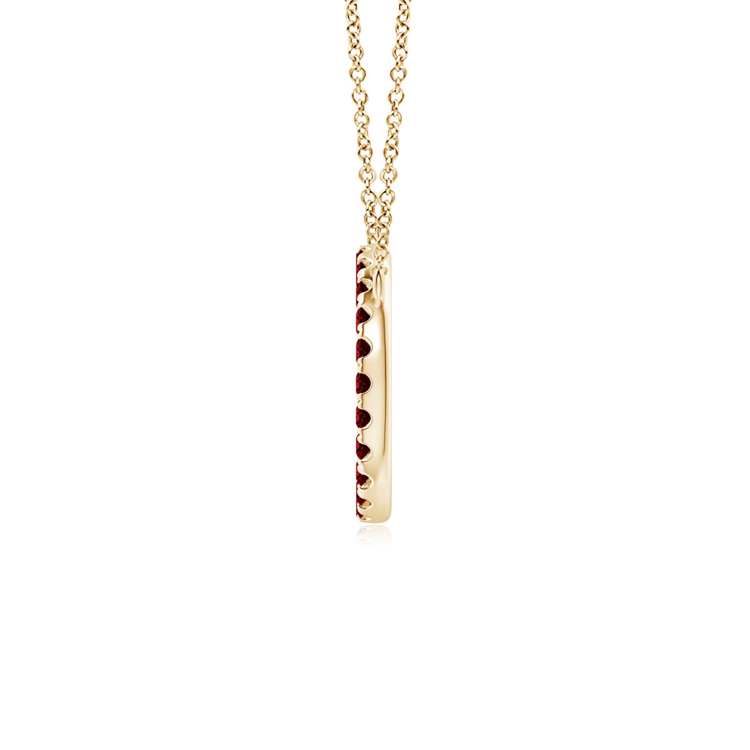 2mm AAAA Ruby Open Circle Eternity Pendant in Yellow Gold