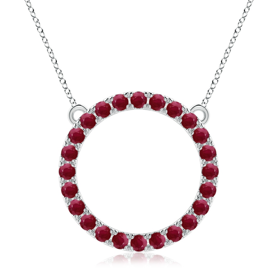 3mm A Ruby Open Circle Eternity Pendant in White Gold 