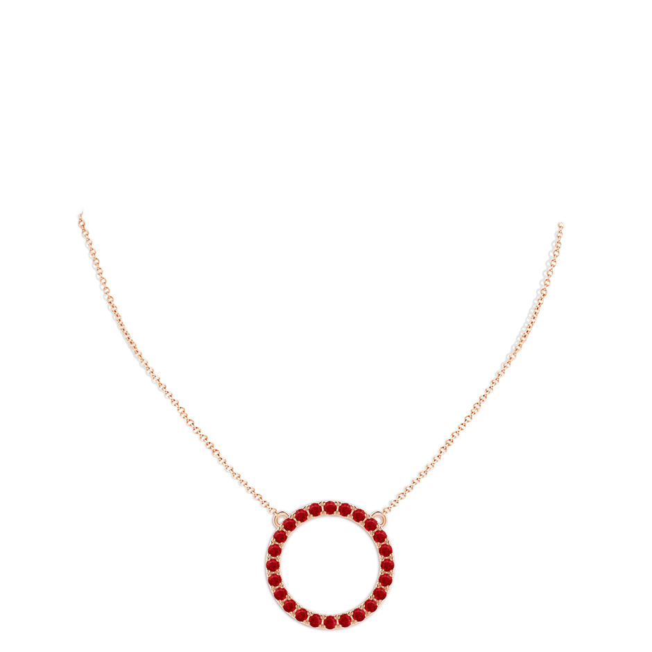 3mm AAA Ruby Open Circle Eternity Pendant in Rose Gold pen