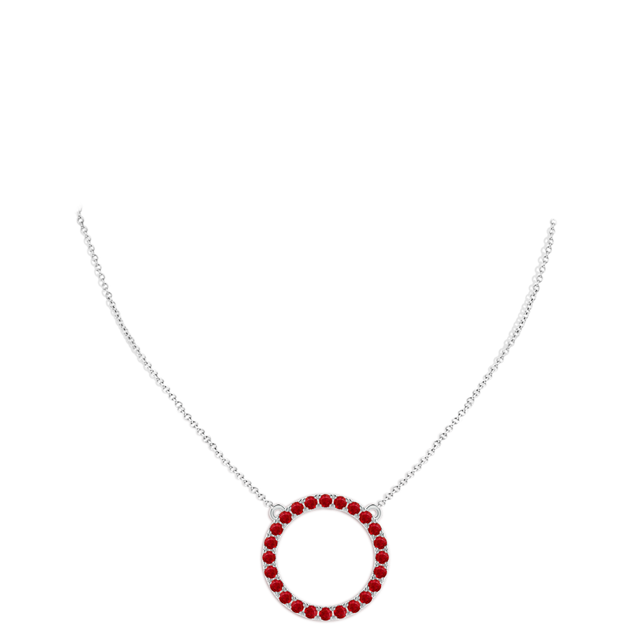 3mm AAA Ruby Open Circle Eternity Pendant in White Gold pen
