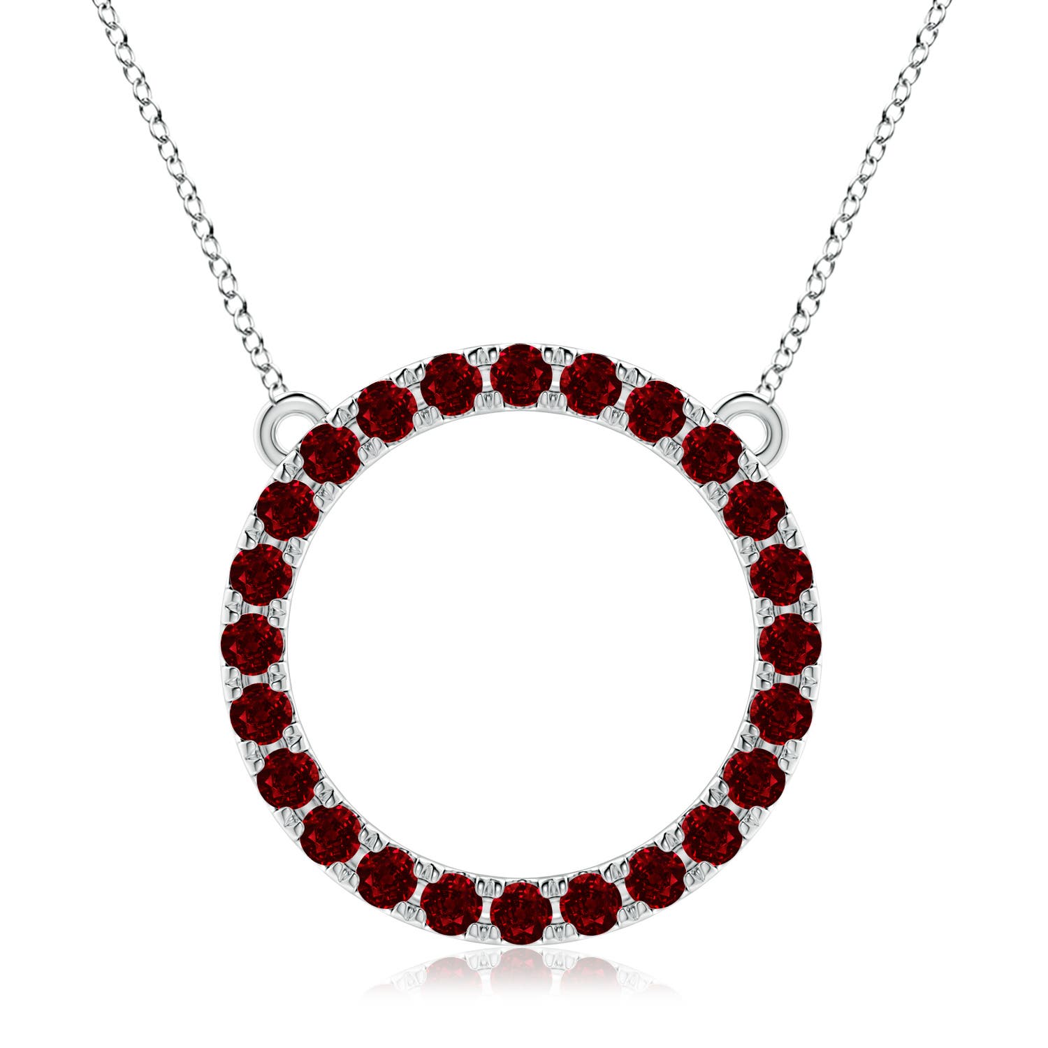 3mm AAAA Ruby Open Circle Eternity Pendant in P950 Platinum
