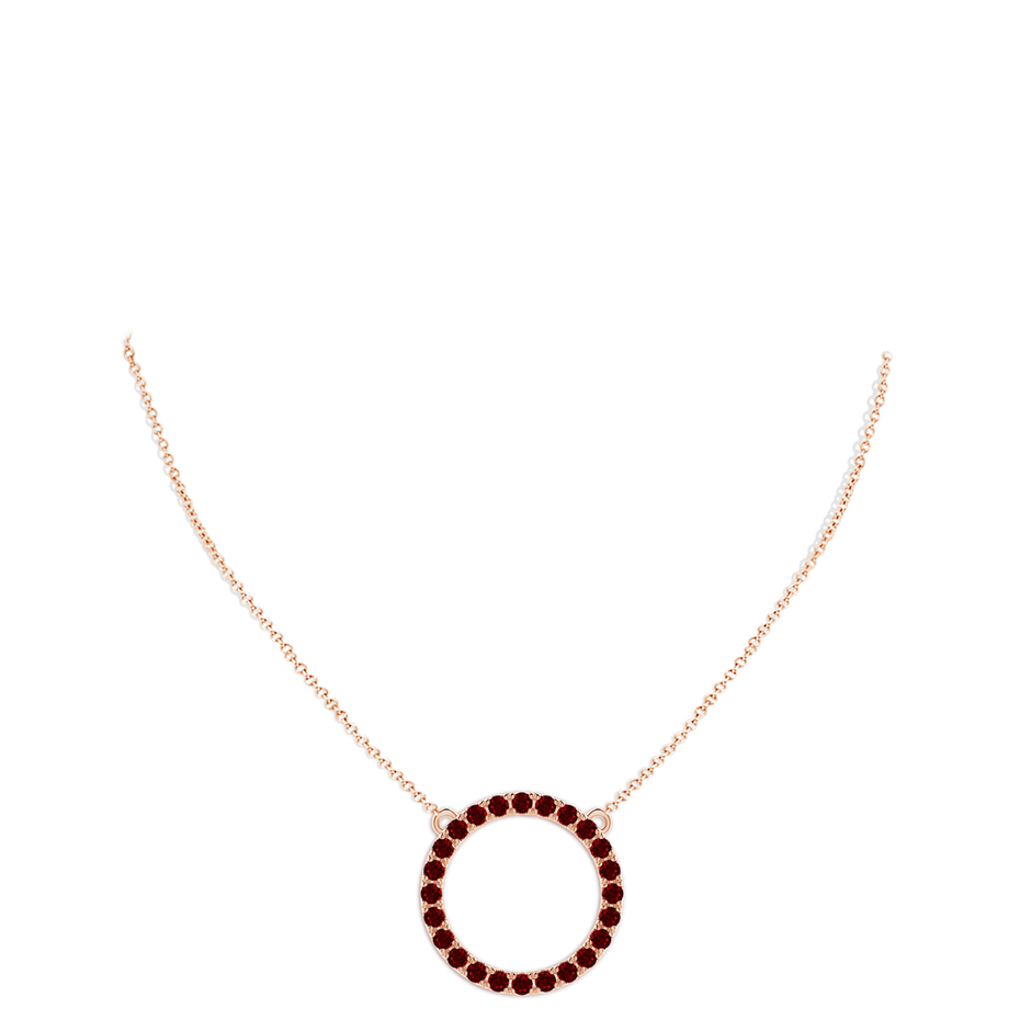 3mm AAAA Ruby Open Circle Eternity Pendant in Rose Gold pen