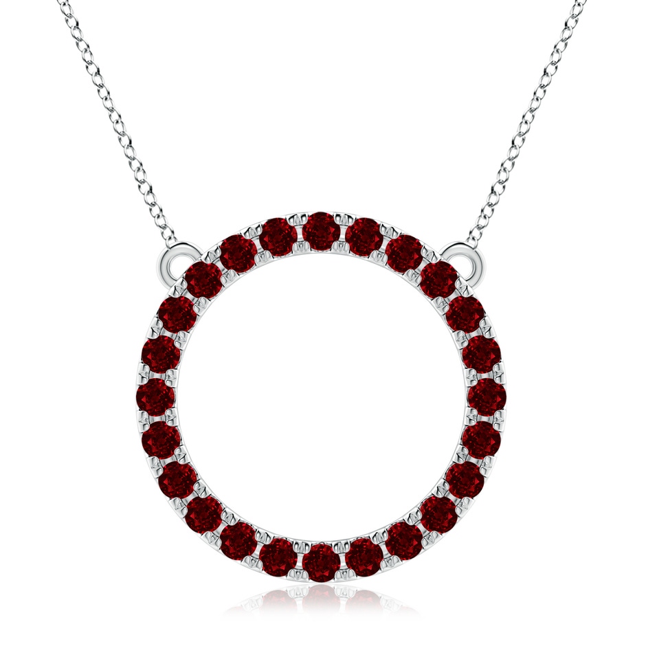 3mm AAAA Ruby Open Circle Eternity Pendant in White Gold 
