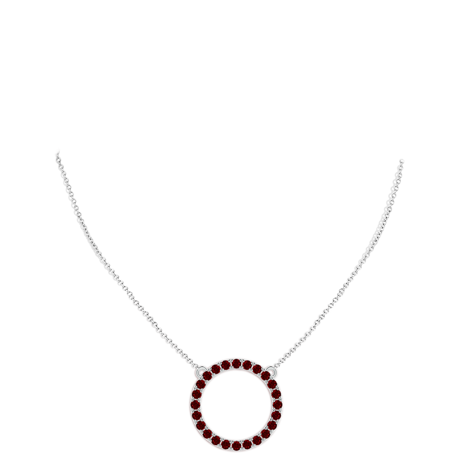 3mm AAAA Ruby Open Circle Eternity Pendant in White Gold pen