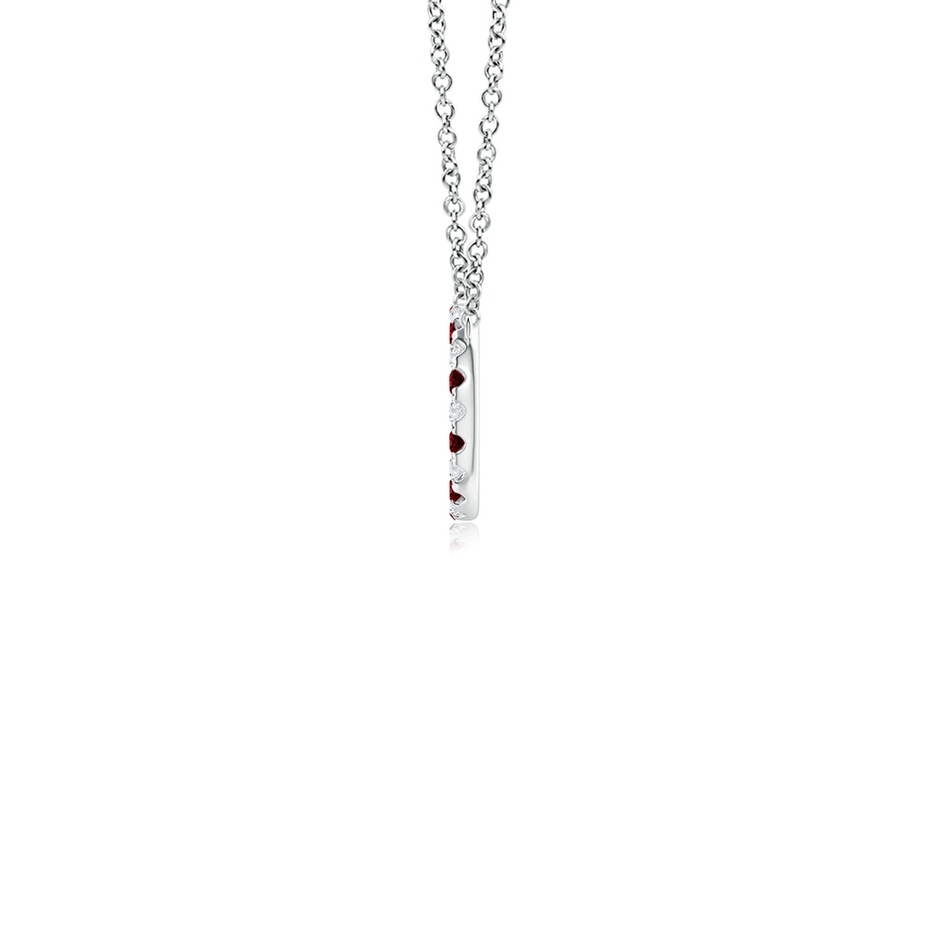 1.5mm AAAA Ruby and Diamond Open Circle Eternity Pendant in P950 Platinum Side 199