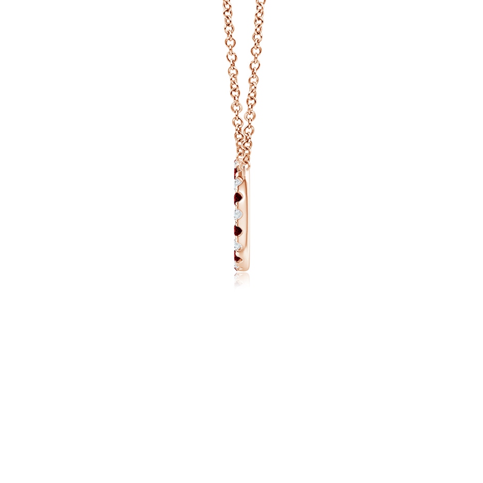 1.5mm AAAA Ruby and Diamond Open Circle Eternity Pendant in Rose Gold side 199