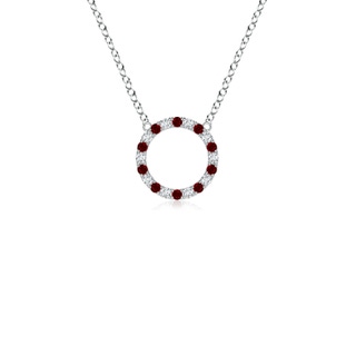 1.5mm AAAA Ruby and Diamond Open Circle Eternity Pendant in White Gold