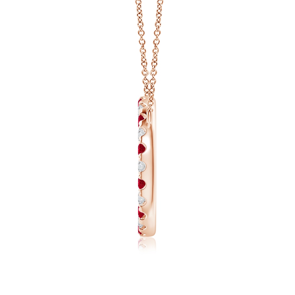2.5mm AAA Ruby and Diamond Open Circle Eternity Pendant in Rose Gold side 199