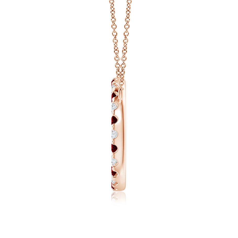 2.5mm AAAA Ruby and Diamond Open Circle Eternity Pendant in Rose Gold side 199
