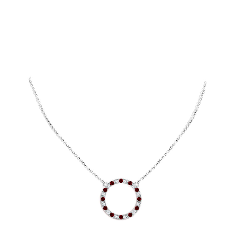 2.5mm AAAA Ruby and Diamond Open Circle Eternity Pendant in White Gold pen