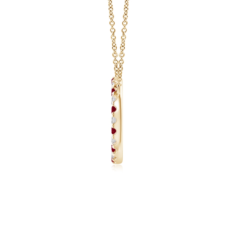 2mm AA Ruby and Diamond Open Circle Eternity Pendant in Yellow Gold side 199