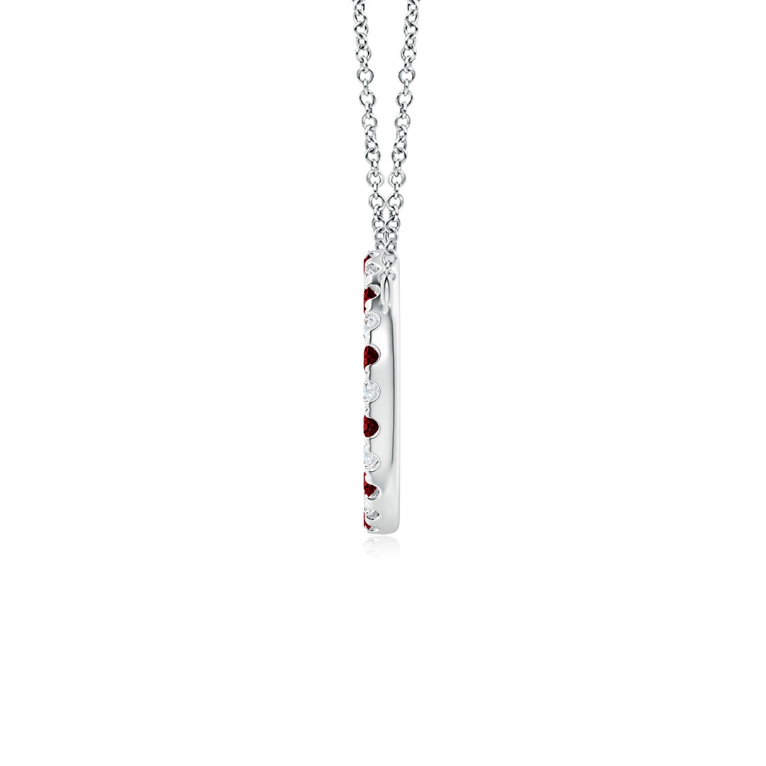 2mm AAAA Ruby and Diamond Open Circle Eternity Pendant in White Gold - side 2