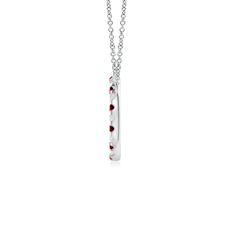 2mm AAAA Ruby and Diamond Open Circle Eternity Pendant in White Gold side 199