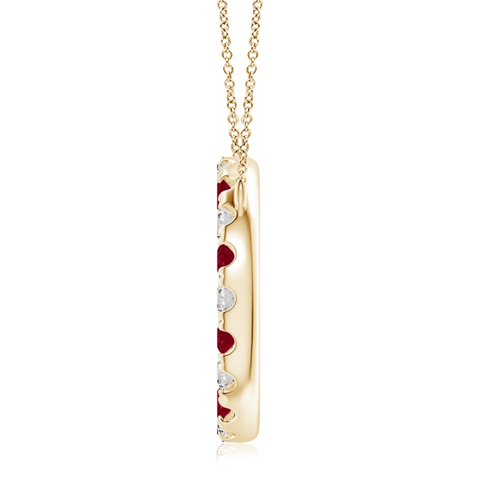 3.5mm AA Ruby and Diamond Open Circle Eternity Pendant in Yellow Gold side 199
