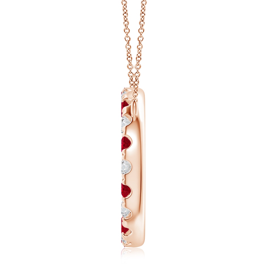 3.5mm AAA Ruby and Diamond Open Circle Eternity Pendant in Rose Gold side 199