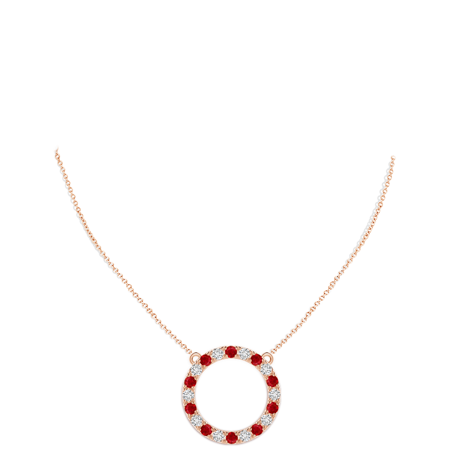 3.5mm AAA Ruby and Diamond Open Circle Eternity Pendant in Rose Gold pen
