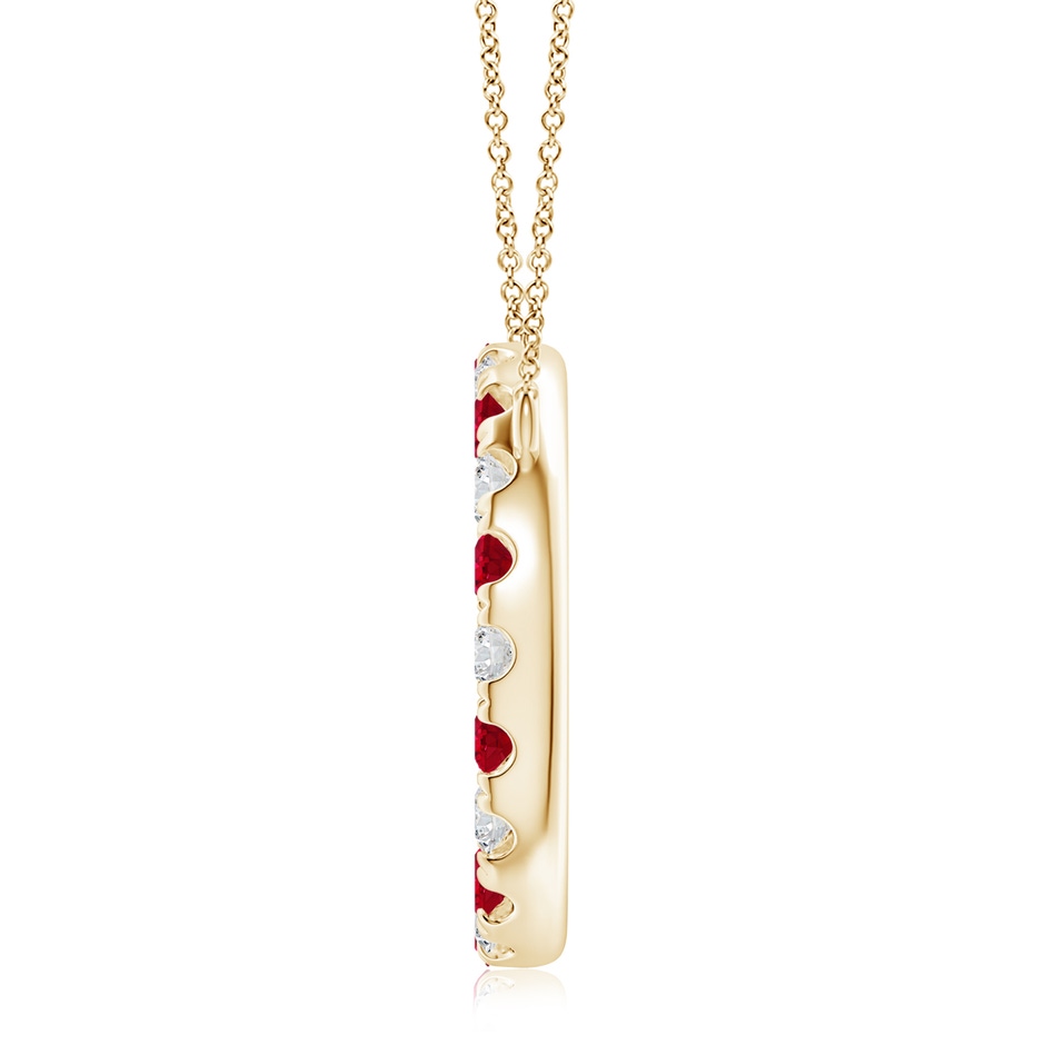 3.5mm AAA Ruby and Diamond Open Circle Eternity Pendant in Yellow Gold side 199