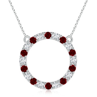 3.5mm AAAA Ruby and Diamond Open Circle Eternity Pendant in P950 Platinum