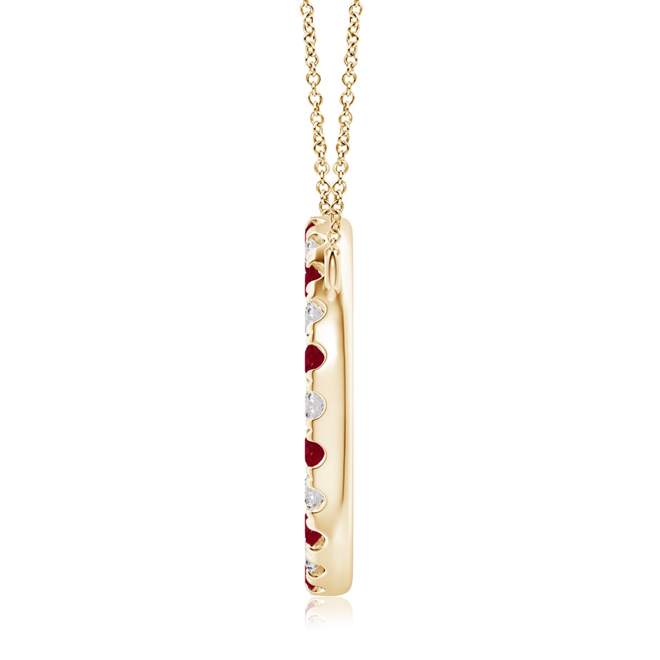 3mm AA Ruby and Diamond Open Circle Eternity Pendant in Yellow Gold side 199