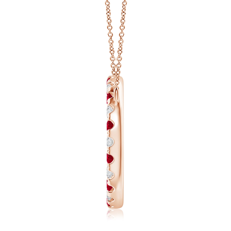 3mm AAA Ruby and Diamond Open Circle Eternity Pendant in Rose Gold side 199
